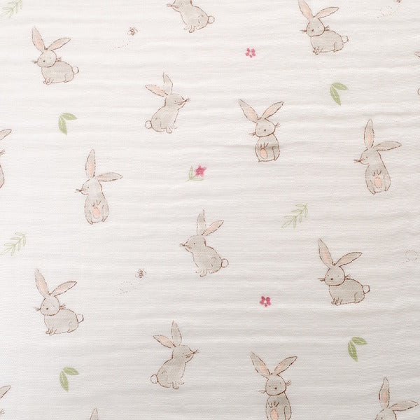 Ziggle Muslin Squares Pink Bunnies 70cm x 70cm (British brand)