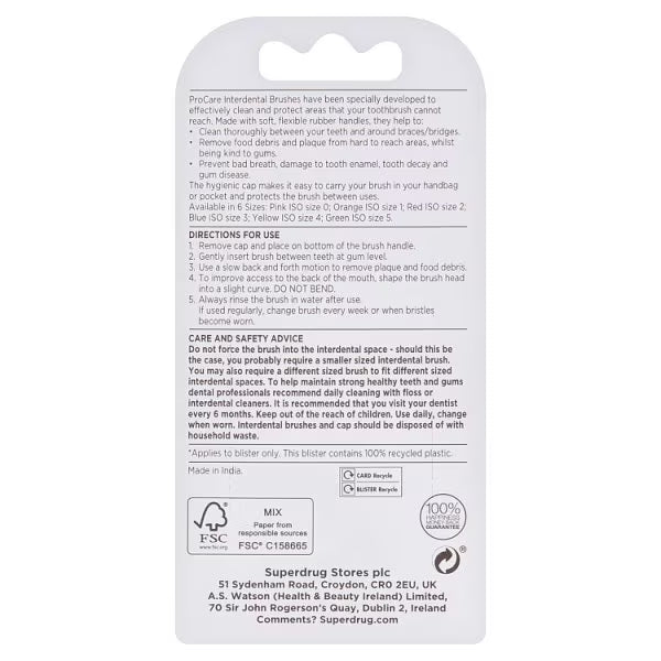 Superdrug Interdental Brushes red 0.5mm (British brand)