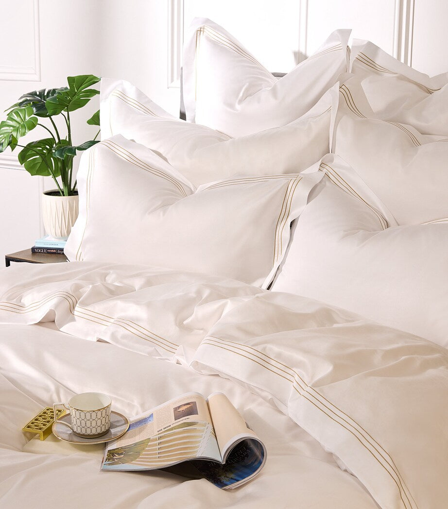 Egyptian Cotton Oxford Pillowcase with Embroidered Borders, 50cm x 75cm