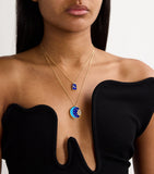 L'atelier Nawbar sun and moon pendant necklace with yellow gold, diamonds, lapis lazuli, and turquoise, UK version