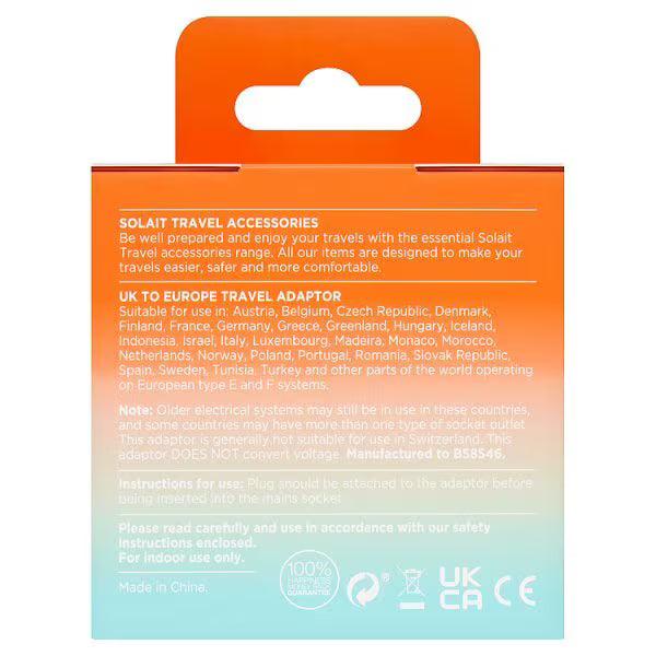 Solait UK to EU travel adapter (British brand)
