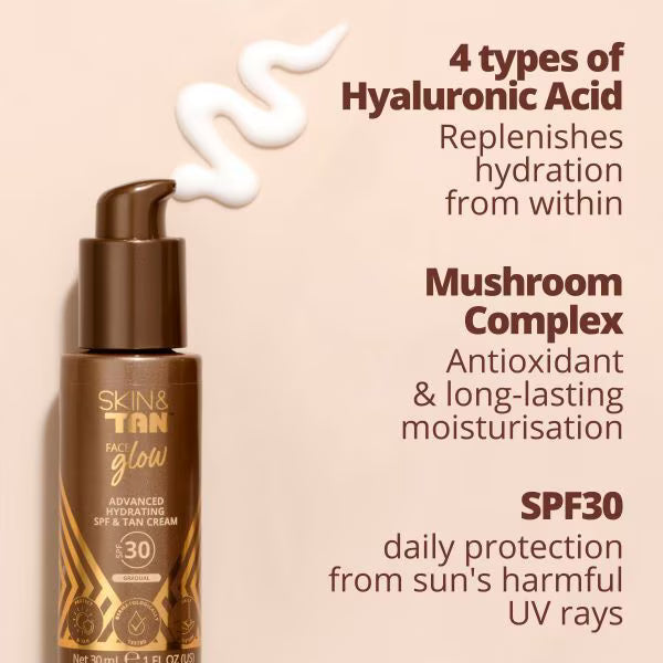 Skin & Tan Face Glow Tan Cream SPF30 30ml (British brand)