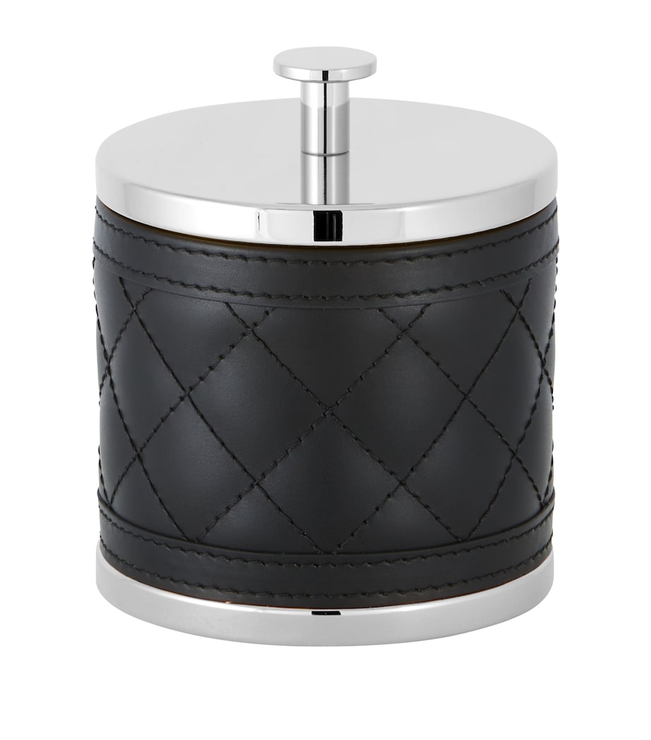 Riviere leather quilted round storage box, imported from the UK