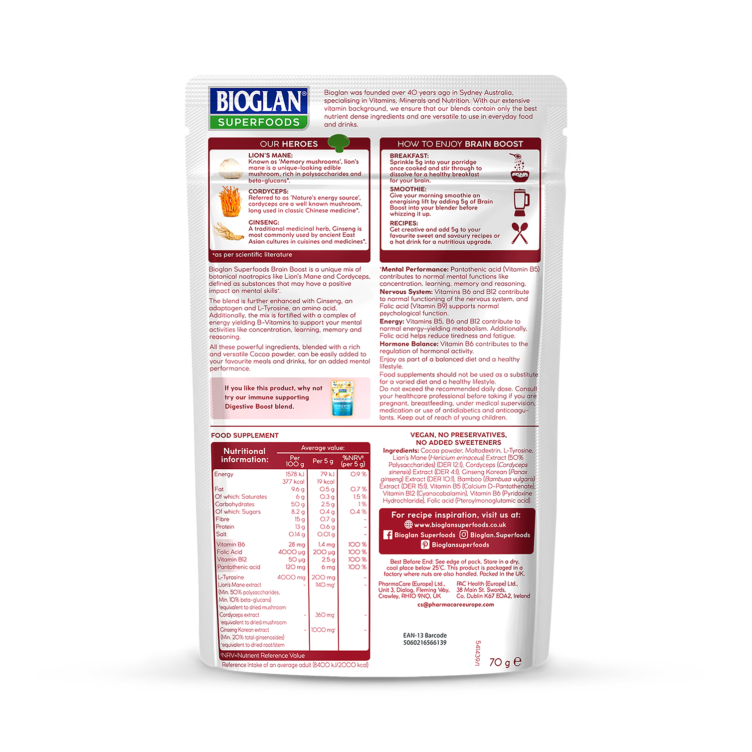 Bioglan Superfoods Brain Boost powder 70g - British product