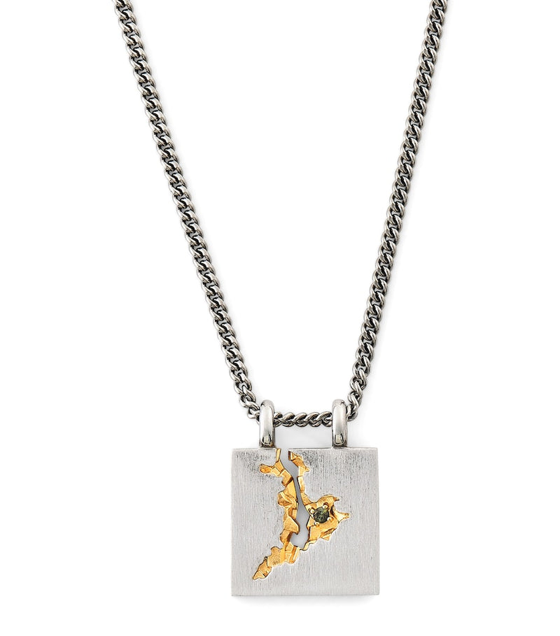 Tom Wood Mined necklace in sterling silver with tourmaline (British brand)