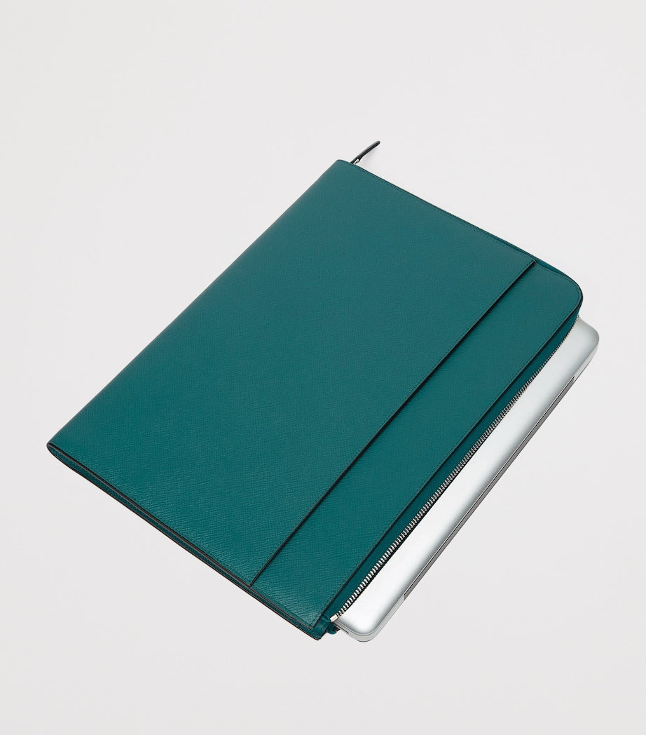 Smythson small Panama leather laptop case for 13-inch laptops (British brand)