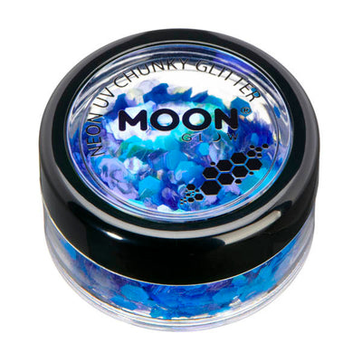 Moon Glow Neon UV Chunky Glitter Blue Face and Body