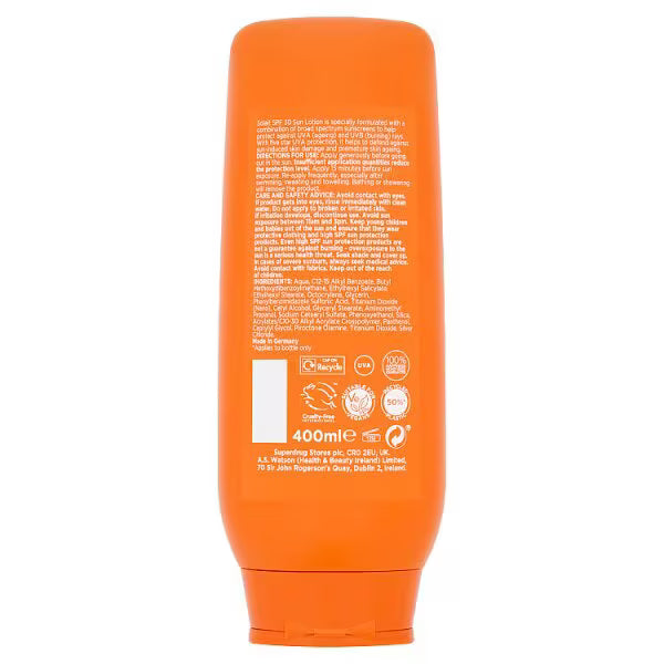 Solait Sun Lotion SPF30 400ml bottle (British brand)
