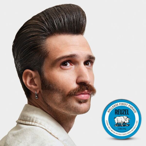 Reuzel Blue Strong Hold Pomade For High Shine Look, Vanilla Scent 95g