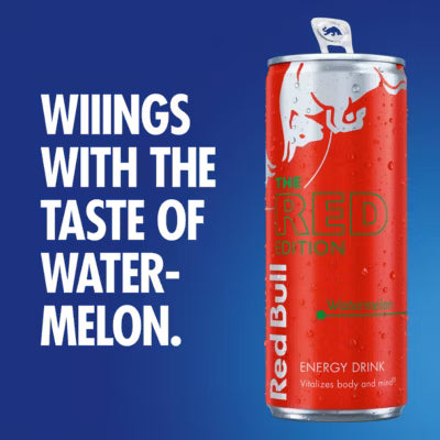 Red Bull Watermelon energy drink 250ml 4 pack, imported from the UK