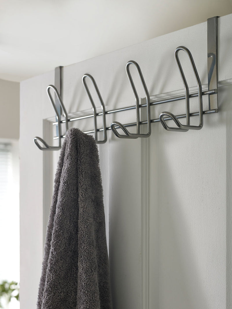 Silver over door hook for bathroom use, 18x45x12.5cm (British brand)