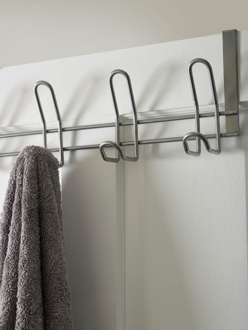 Silver over door hook for bathroom use, 18x45x12.5cm (British brand)