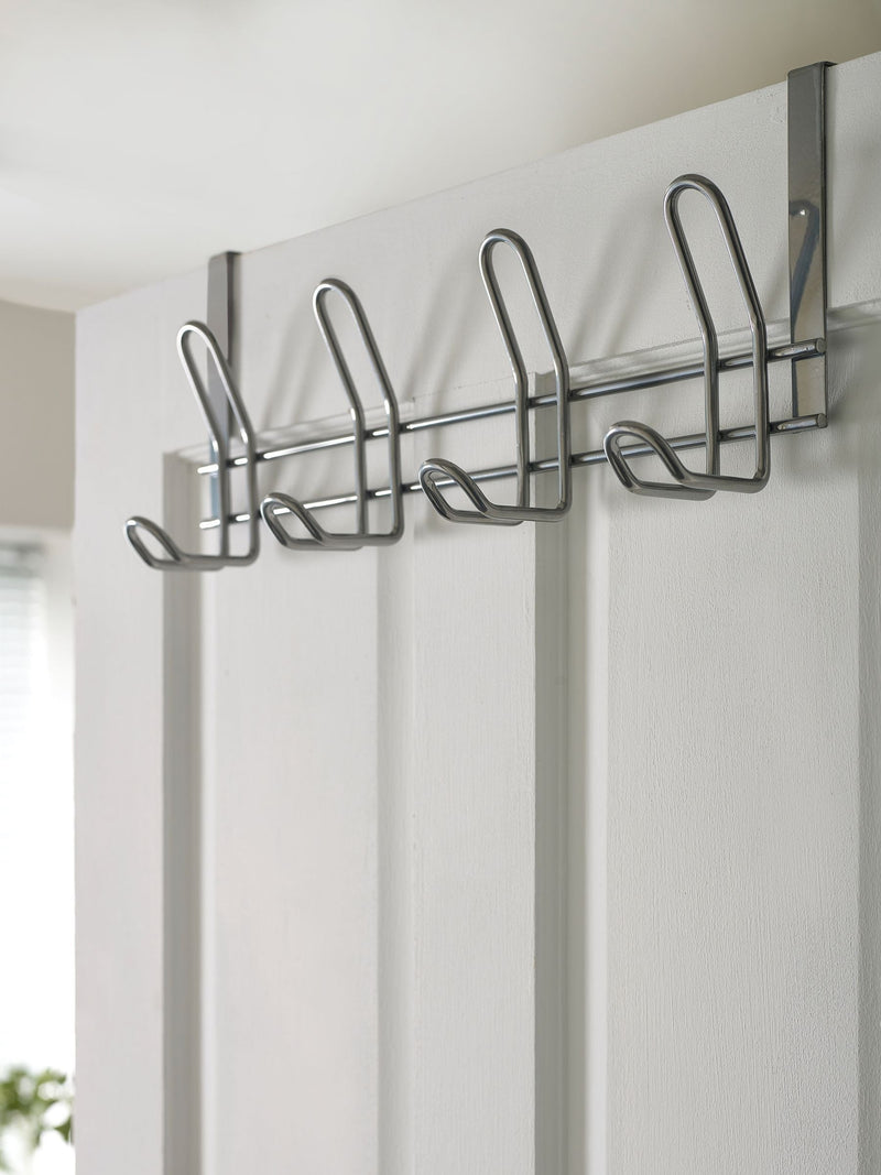 Silver over door hook for bathroom use, 18x45x12.5cm (British brand)