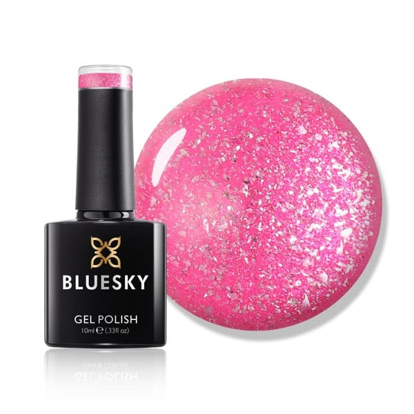 Bluesky fuchsia glitter gel polish Platinum Spinel Tap - British product