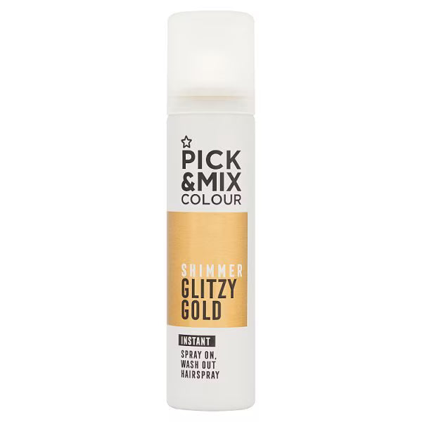 Pick & Mix Colour Hair Spray Gold 75ml, imported from the UK