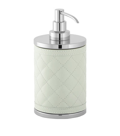 Quilted Leather Alghero Diamonds Soap Dispenser with Golden Accents, 18cm Height