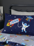 Catherine Lansfield Blue Lost In Space Reversible Duvet Cover Set - British product