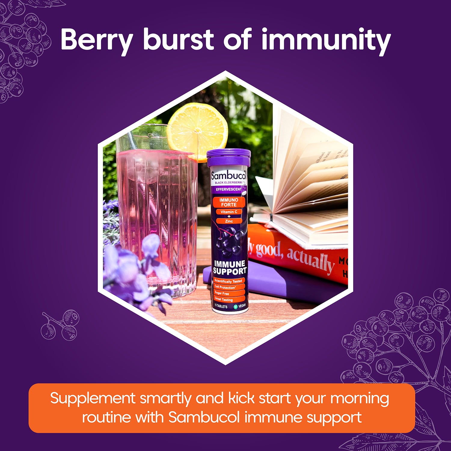 Sambucol Immune Support Tablets Berry Flavour 15 Tablets (British brand)