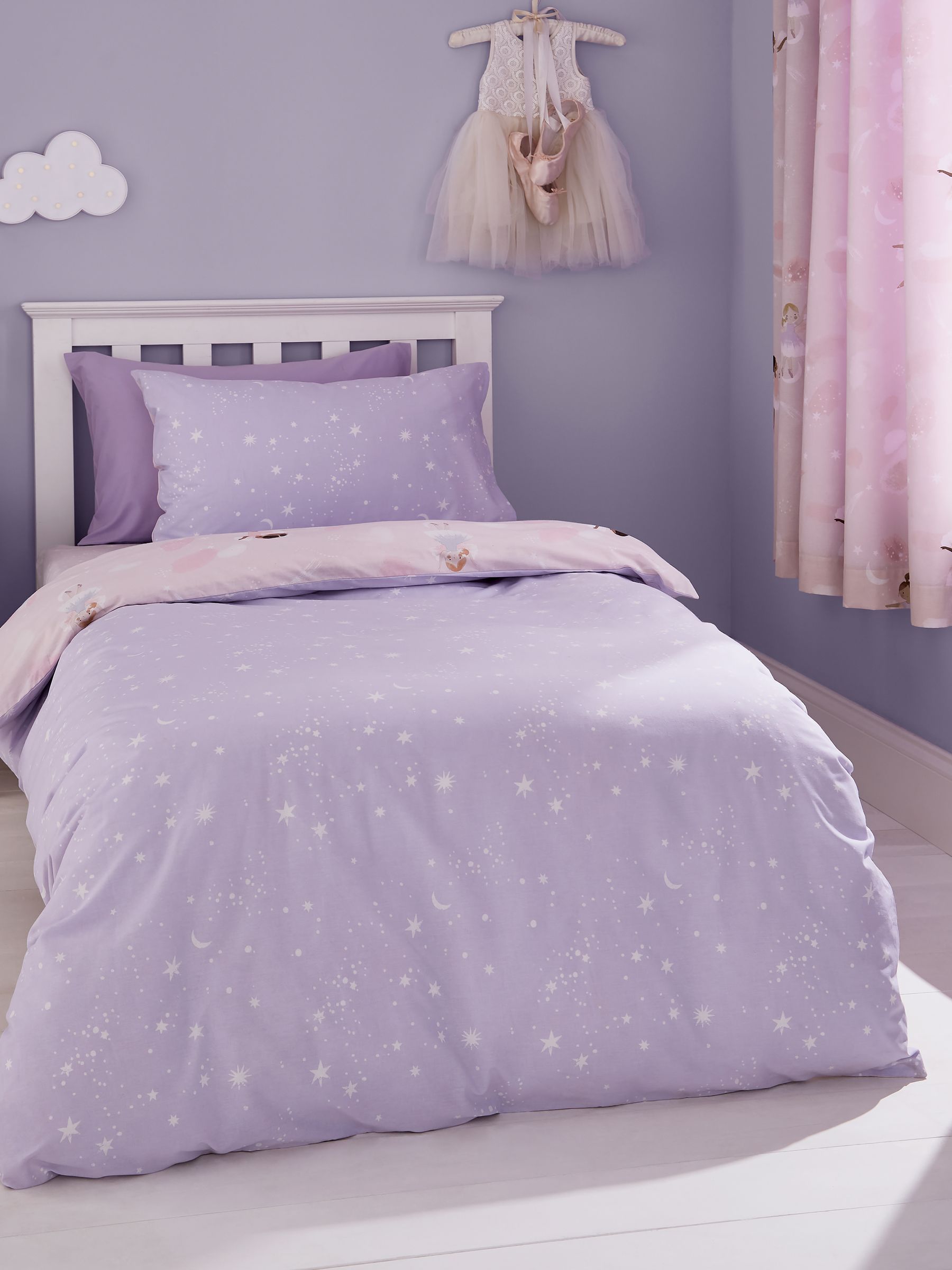 Catherine Lansfield reversible duvet cover set pink dancing fairies design - British product
