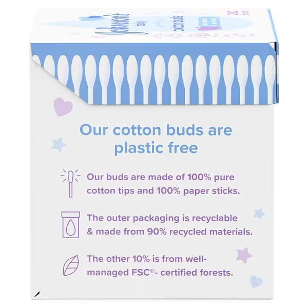 Johnson's Baby Cotton Buds 200 Pack Paper Sticks, UK version