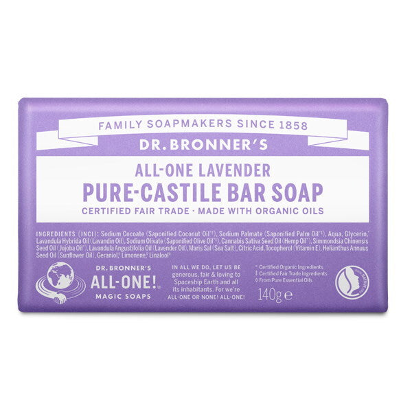 Dr Bronner Organic Lavender Soap Bar 140g - British product