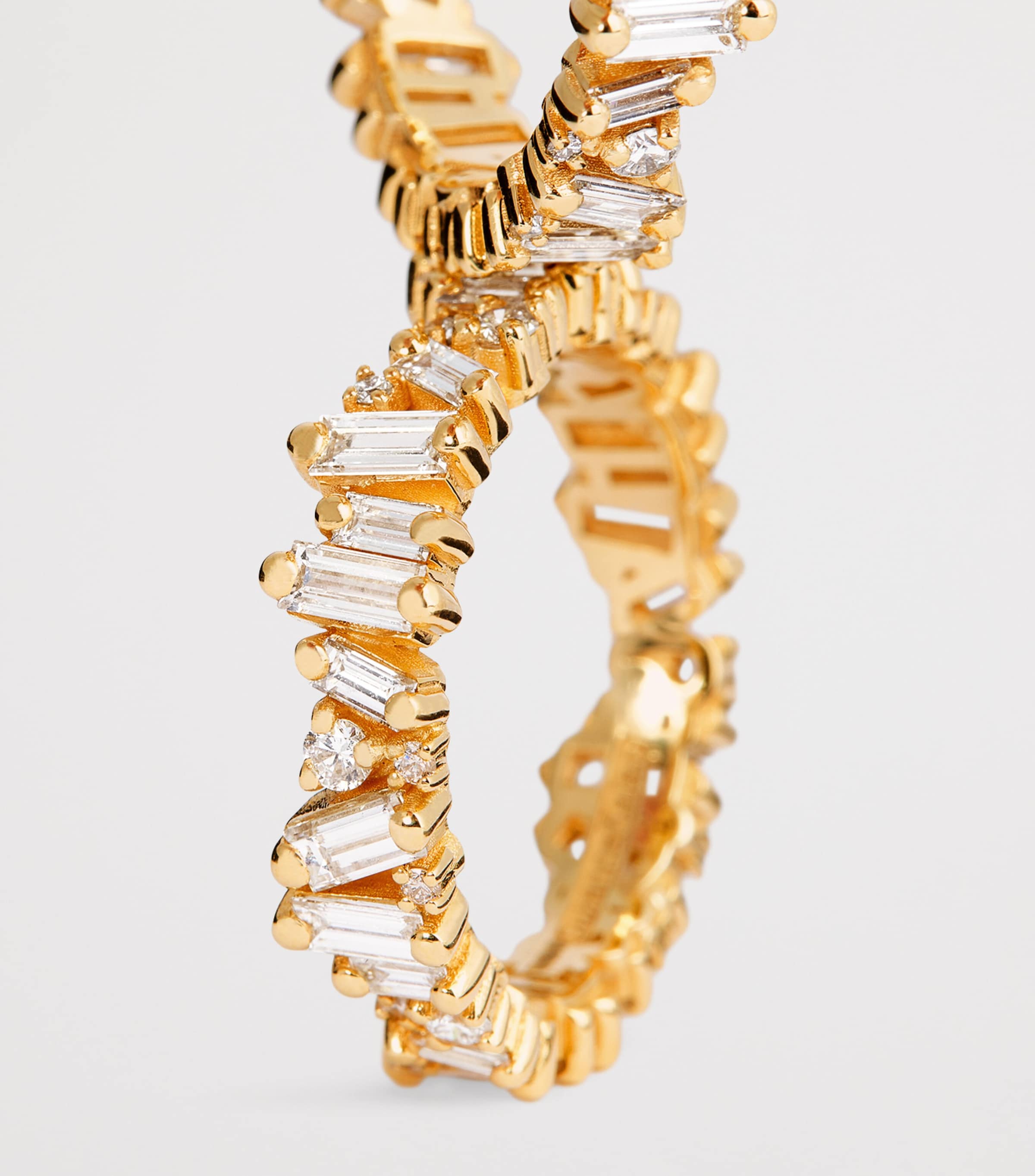 Suzanne Kalan Yellow Gold and Mixed Diamond Tech Ring Jackets (Size 8.5)