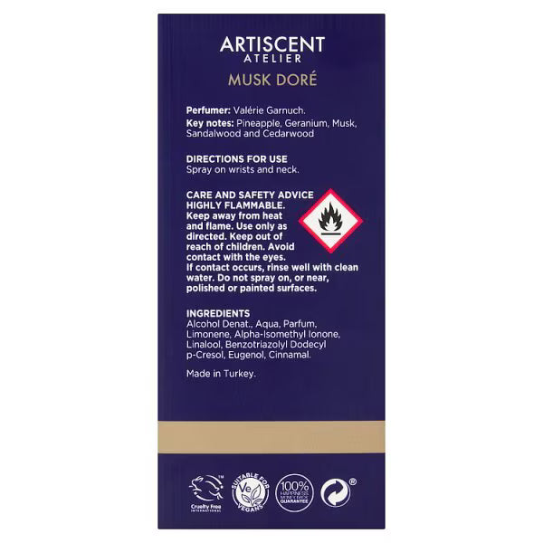 Superdrug Artiscent Perfume Spray Men Musk Dore 50ml (British brand)