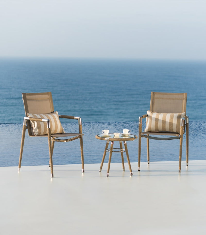Marina outdoor armchair with stainless steel frame, imported from the UK
