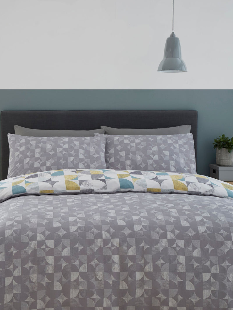 Catherine Lansfield grey retro duvet cover set - British product