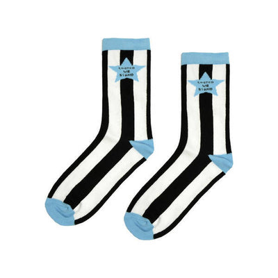 Star Stripe Text Socks Adult Size 8-11