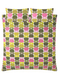 Orla Kiely Green Multi Block Stem duvet cover set, imported from the UK