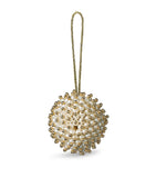 Pastel Blue Christmas Bauble with Gold Filigree and Sequins