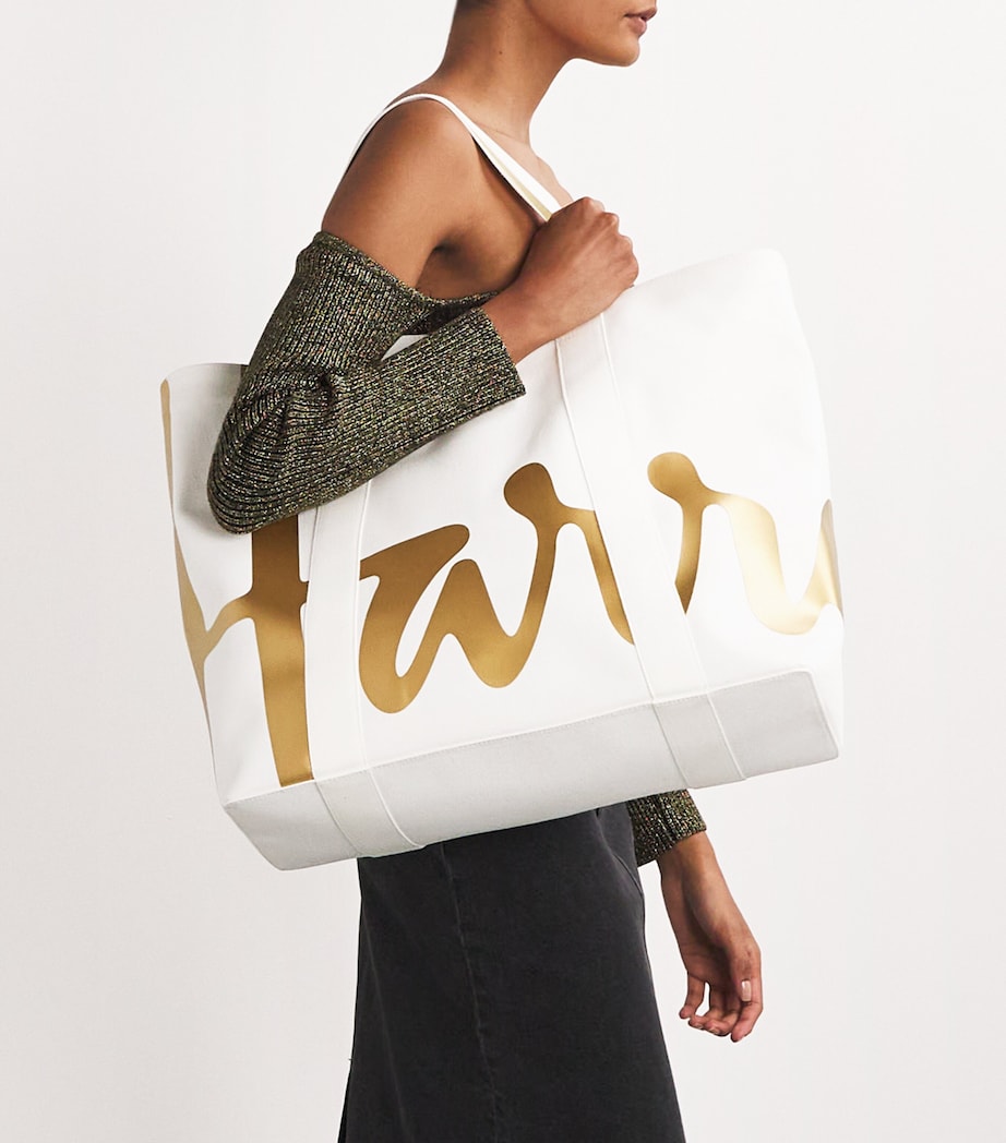 Harrods Large Cotton Logo Tote Bag