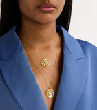 L'Atelier Nawbar yellow gold diamond lapis turquoise moon phase necklace, UK version