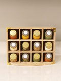 Kitchen Pantry Set of 12 Brown Unfilled Spice Jars & Storage Rack