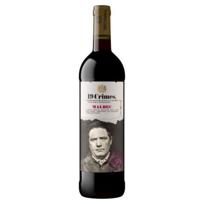 19 Crimes Malbec red wine bottle 750ml - British product