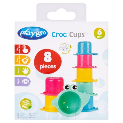 Playgro 8 Croc Cups bath toy, imported from the UK