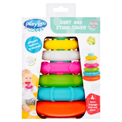 Playgro Learn 6 Sort and Stack Tower Toddler Educational Toy