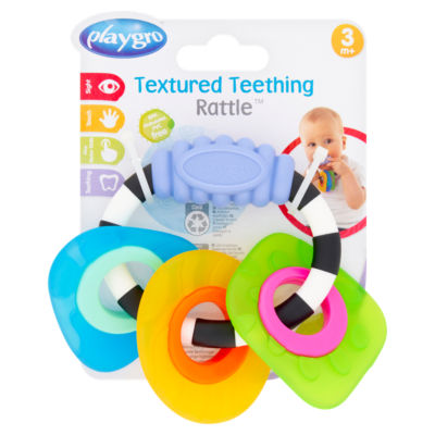 Playgro Teksturert Tannfrembrudd Rangle 3m+ spedbarns Tyggeleke