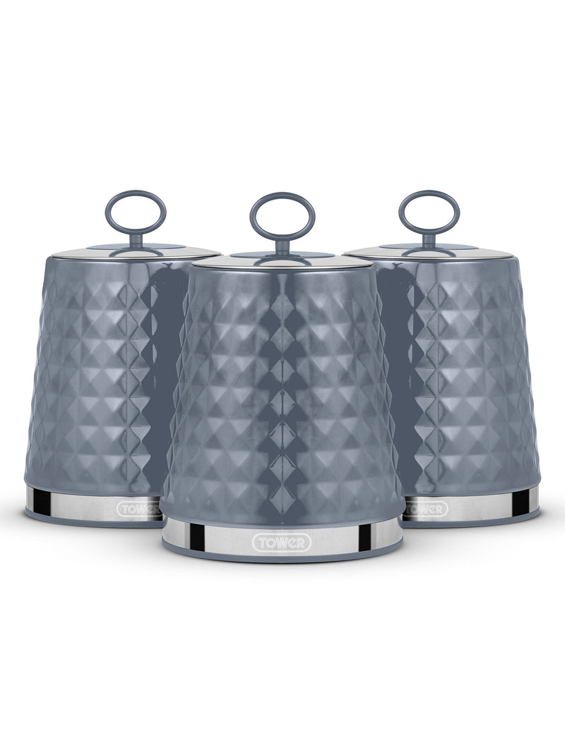 Tower Grey Solitaire set of 3 canisters (British brand)