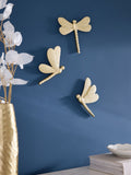 Gold set of 3 dragonflies wall plaque 15.5cm x 18cm x 3cm, UK version