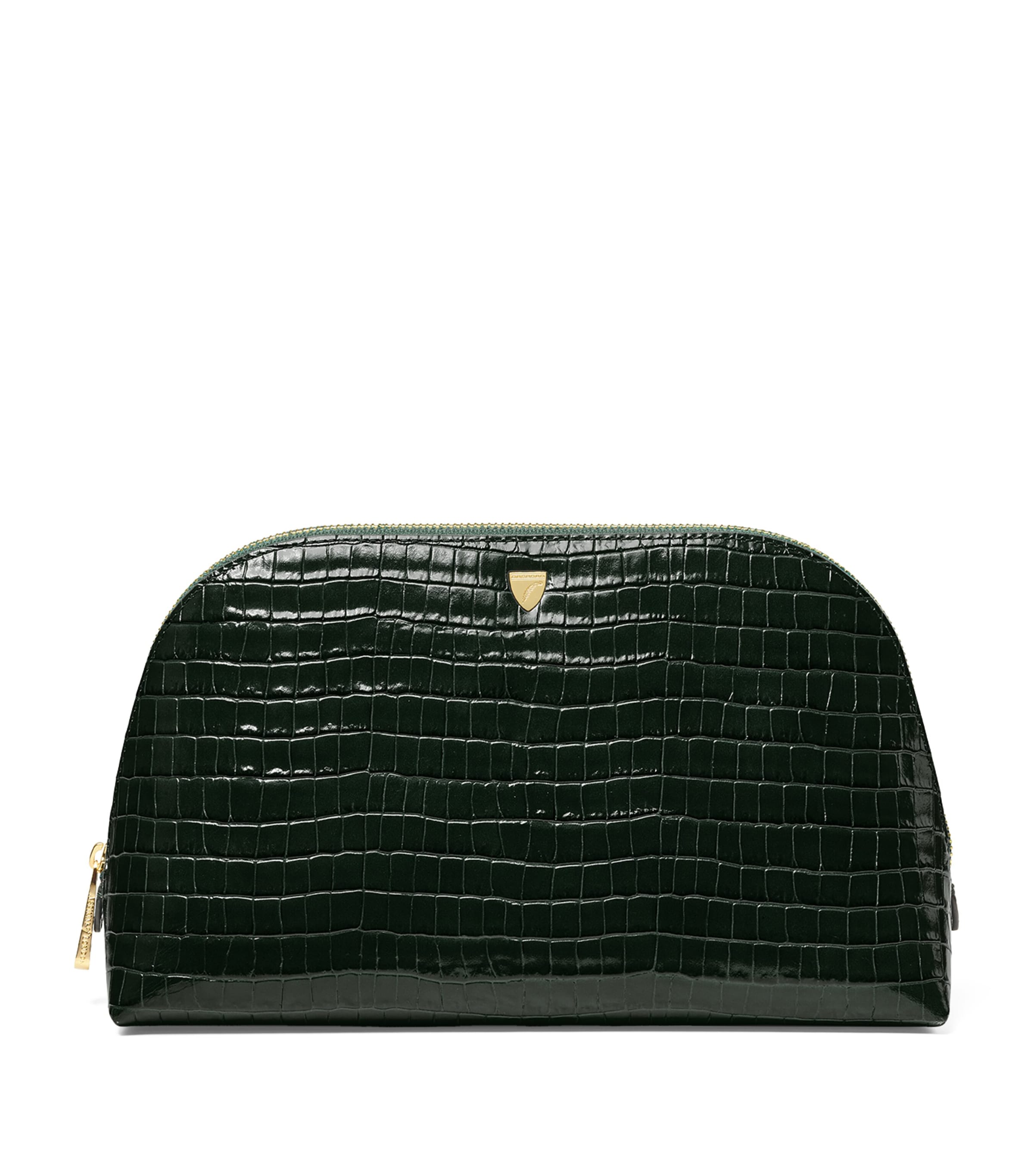 Aspinal Of London Large Leather Croc-Embossed Cosmetic Case