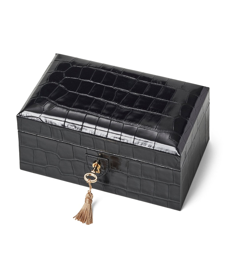 Aspinal of London leather croc-embossed 3-piece watch box - British product