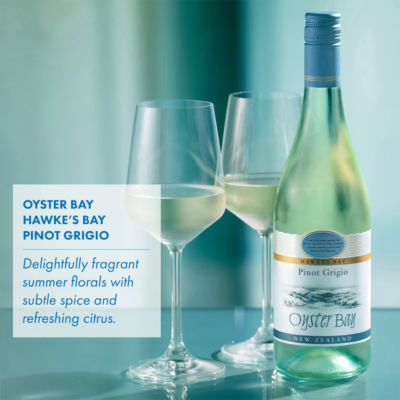 Oyster Bay Hawkes Bay Pinot Grigio wine 750ml, imported from the UK