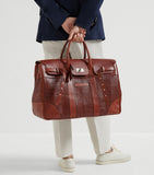 Brunello Cucinelli Leather Woven Holdall