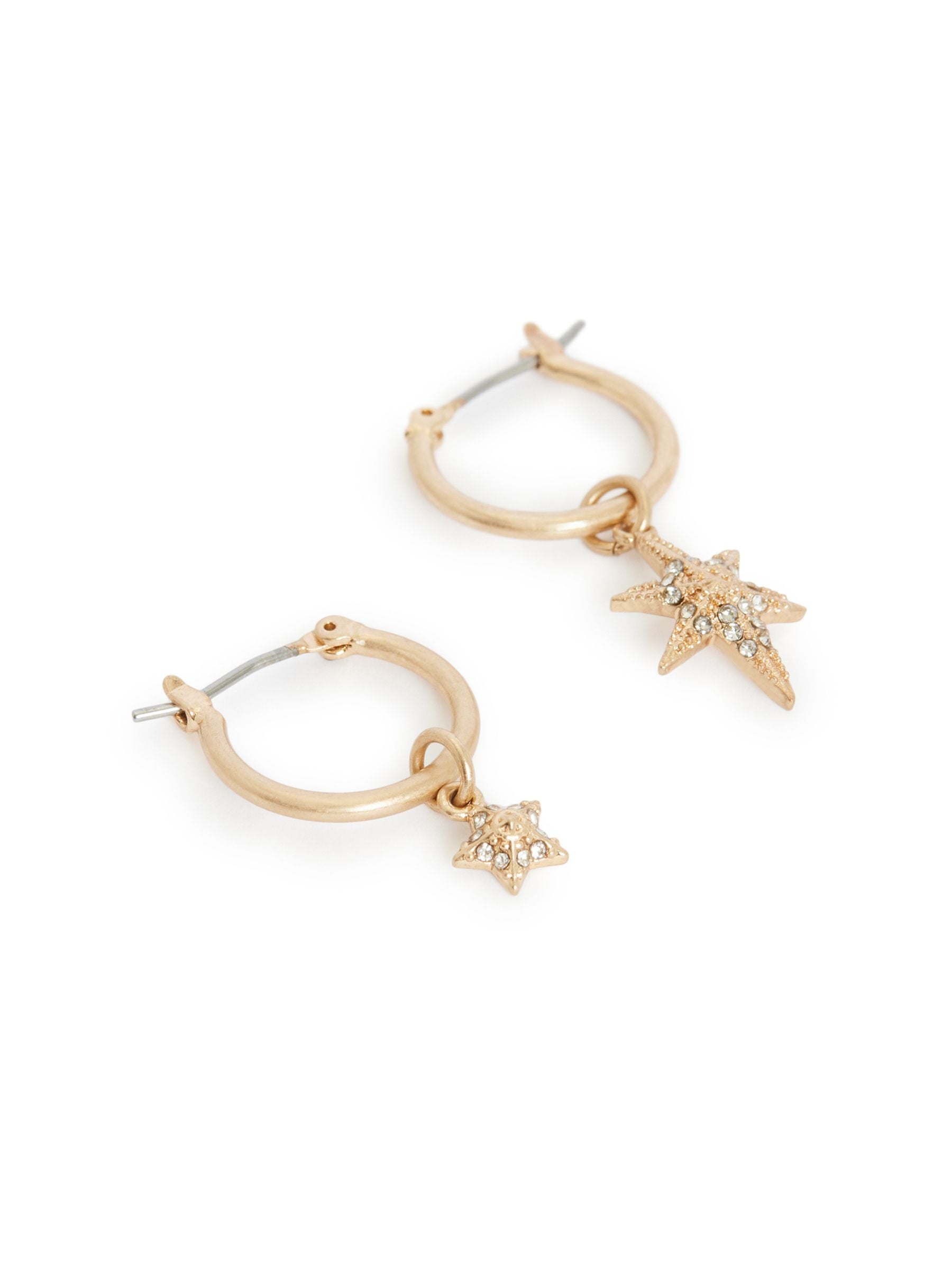 Celestial Star Dangling Huggie Earrings with Click Closure