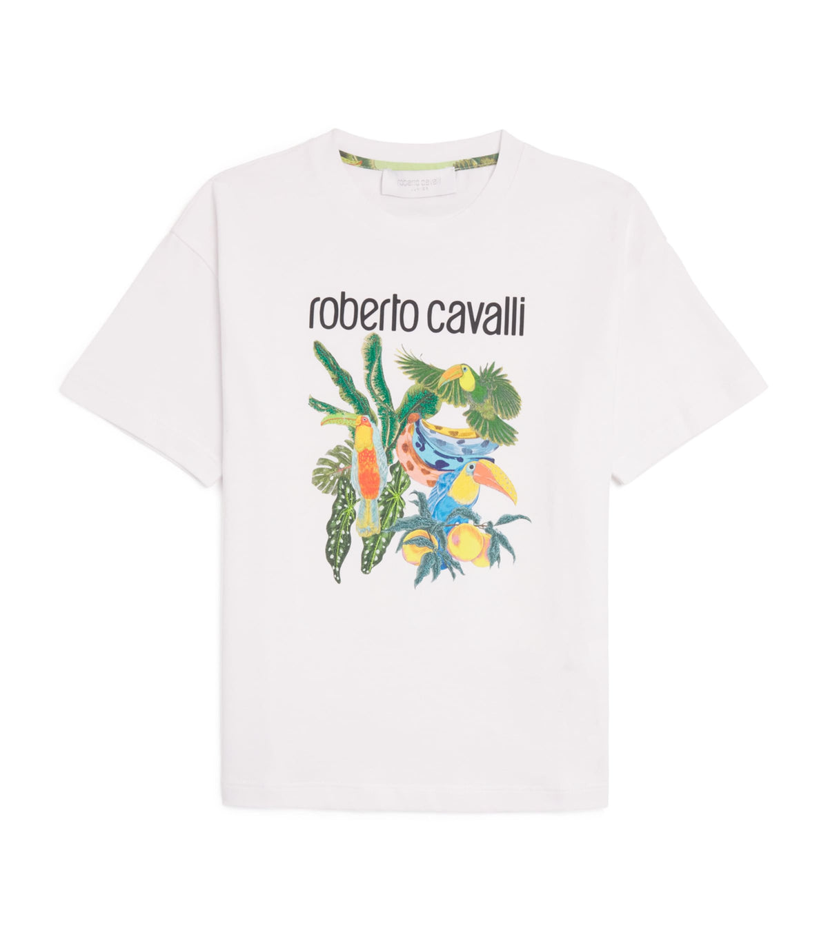 Roberto Cavalli cotton tropical logo T-shirt 4-14 years, imported from the UK