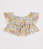 Poupette St Barth kids frilled printed cycas top (4-12 years), imported from the UK