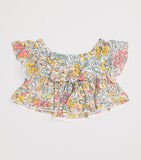 Poupette St Barth kids frilled printed cycas top (4-12 years), imported from the UK