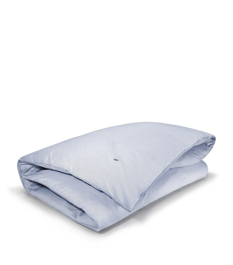 Striped Blue Cotton Single Duvet Cover with Button Fastening 140cm x 200cm